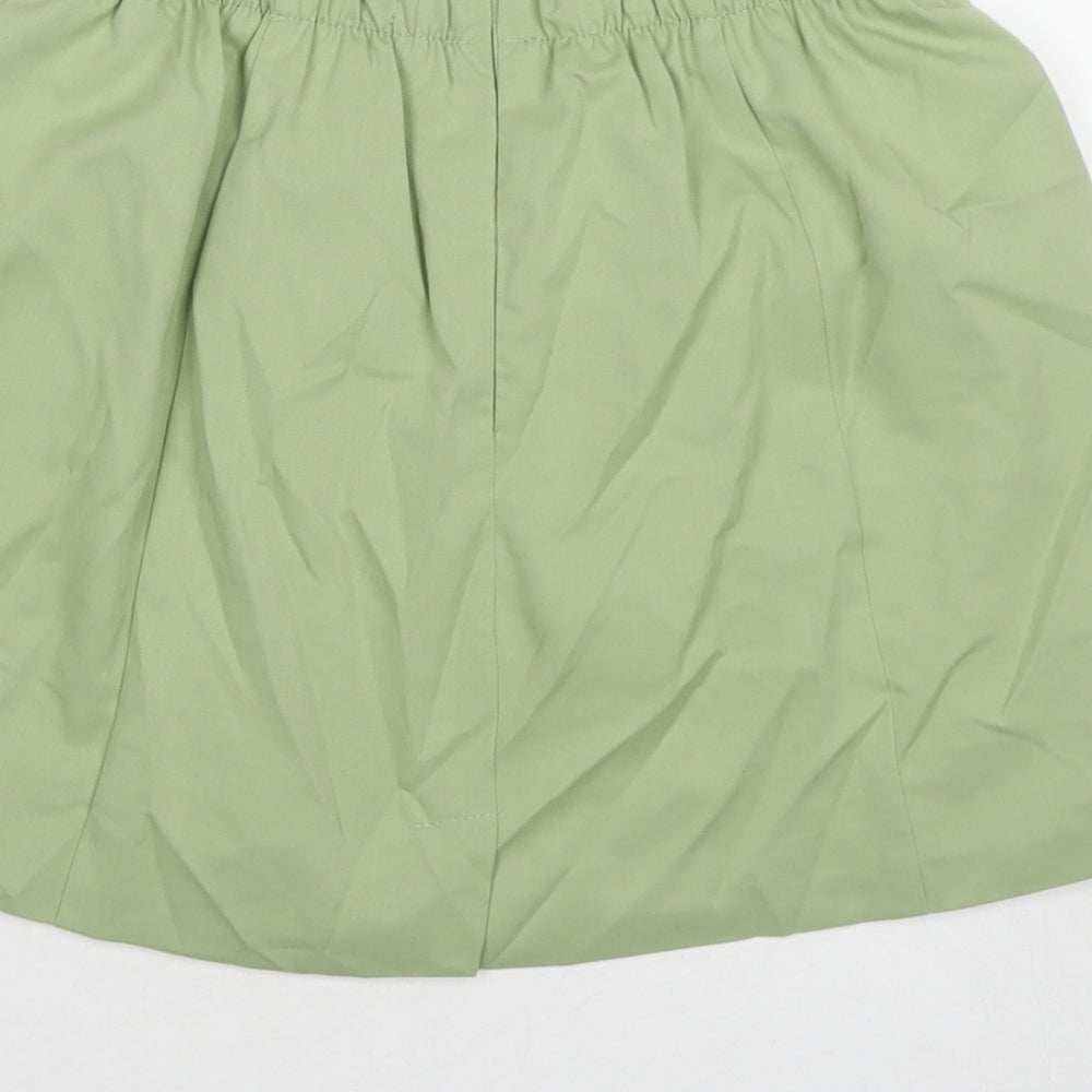 Bershka Womens Green Polyester A-Line Skirt Size M Zip