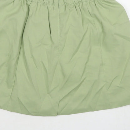 Bershka Womens Green Polyester A-Line Skirt Size M Zip