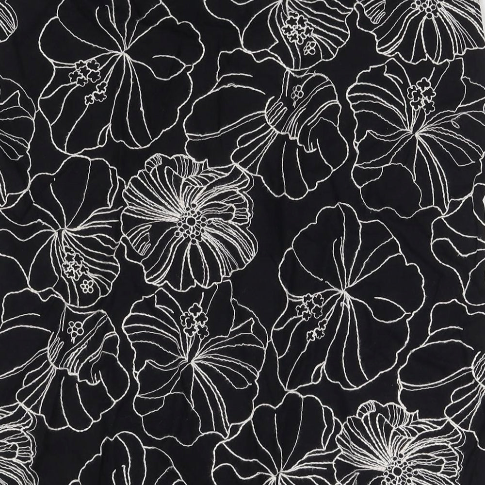 Paulberman Womens Black Floral Viscose A-Line Skirt Size 10 Zip
