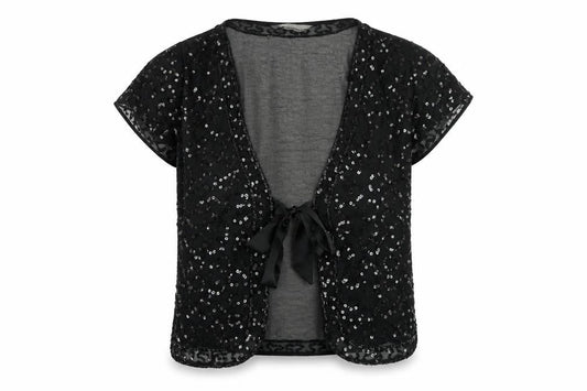 Changes By Together Womens Beige Polyester Wrap T-Shirt Size 16 V-Neck - Sequin Detail