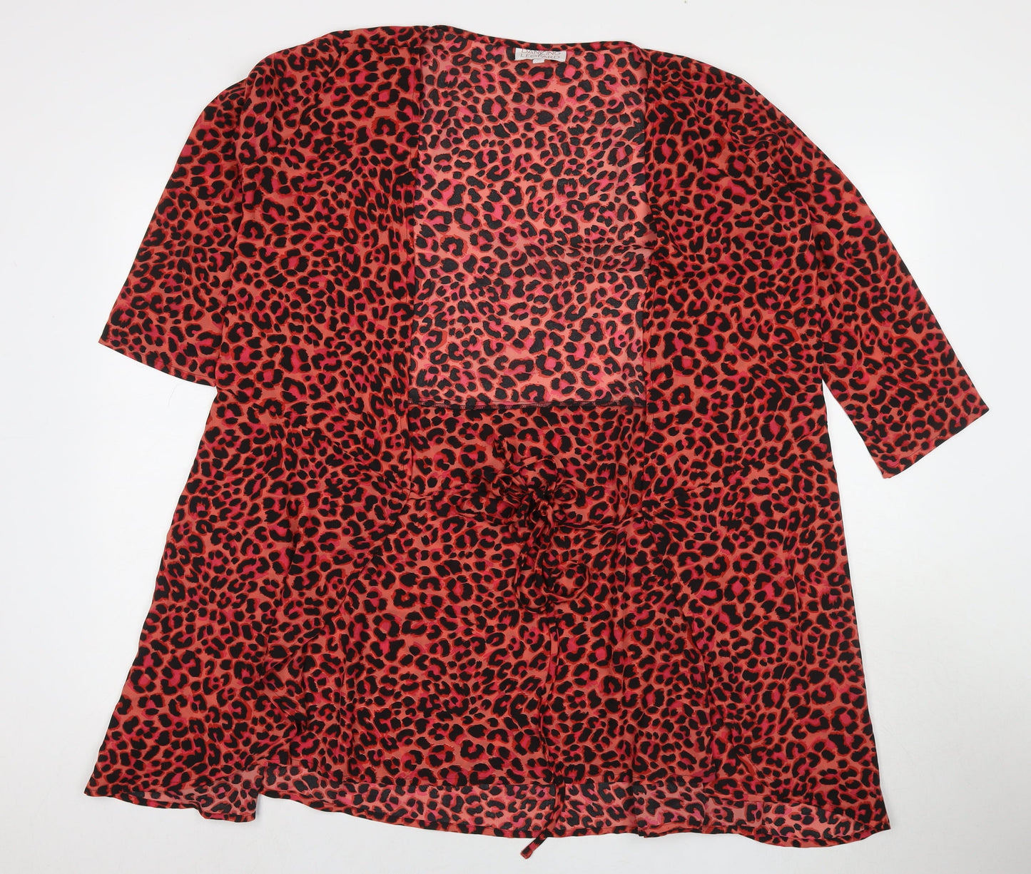 Womens UK Size 12 Dancing Leopard Red Kimono T-Shirt