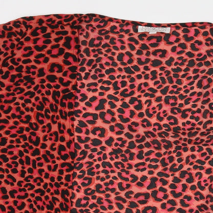 Womens UK Size 12 Dancing Leopard Red Kimono T-Shirt