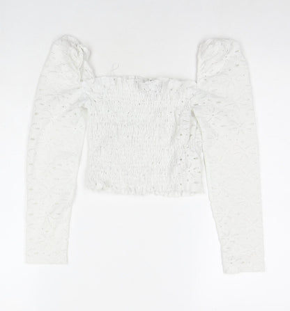 Womens UK Size 6 Topshop White Basic T-Shirt