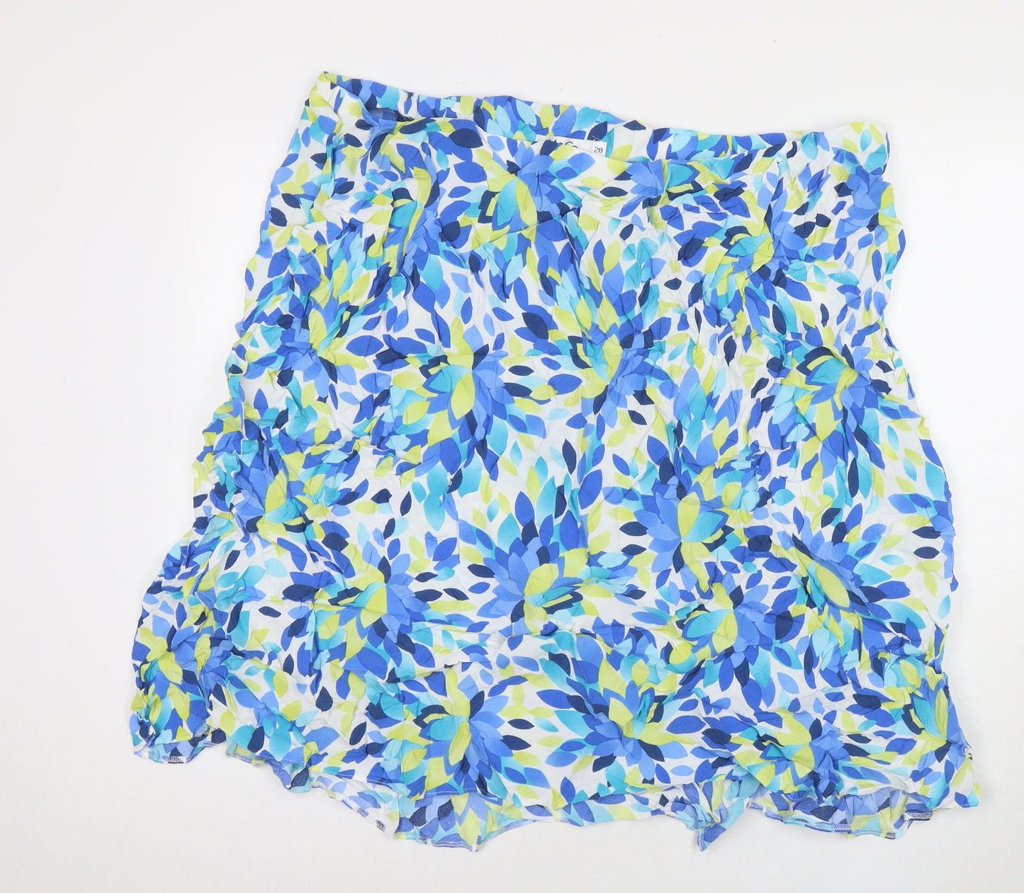 M&Co Womens Blue Geometric Viscose A-Line Skirt Size 28