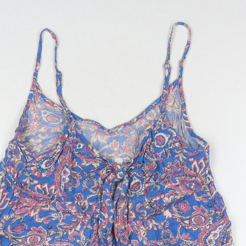 Monsoon Womens Blue Paisley Viscose Basic T-Shirt Size S Round Neck