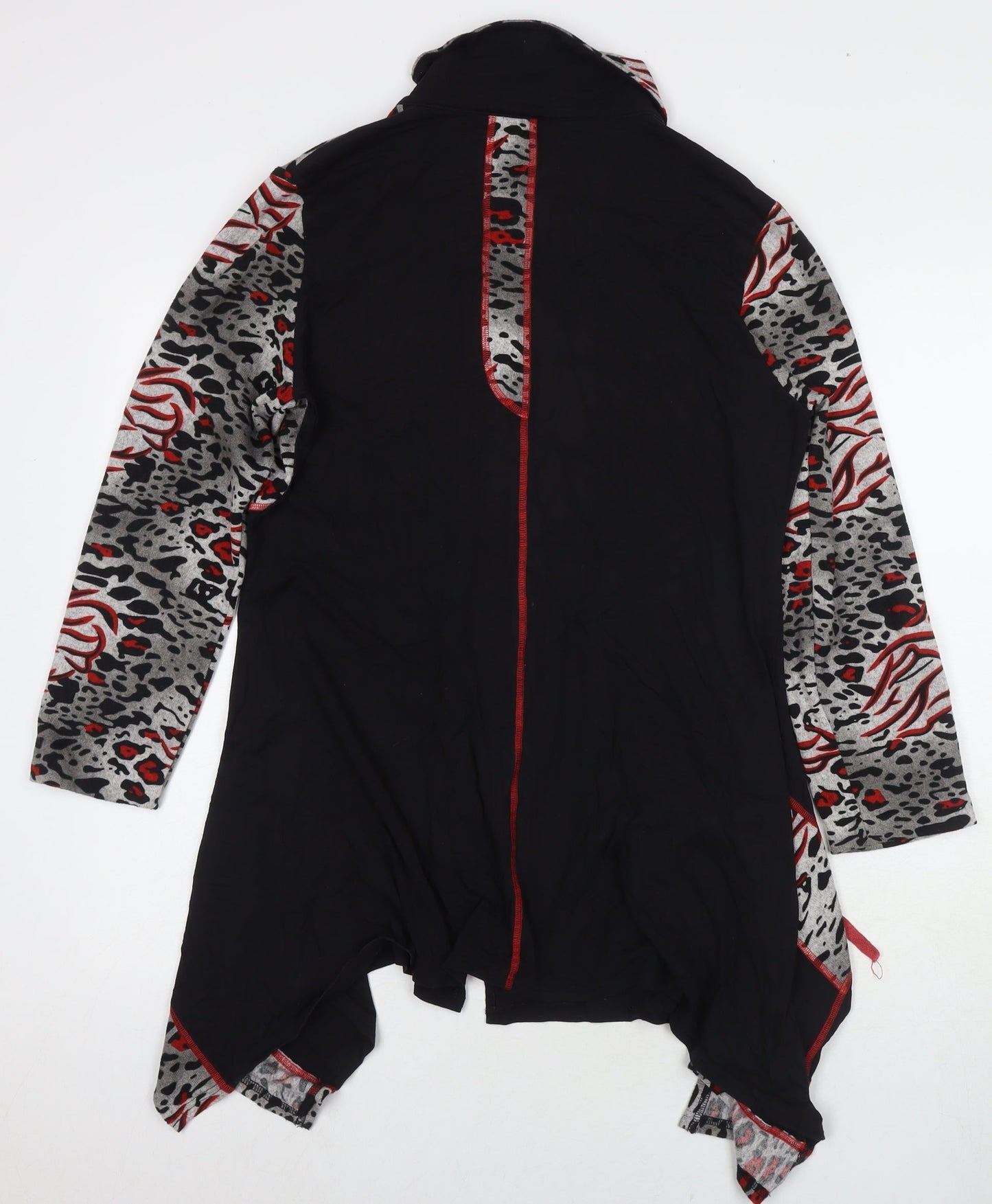 Roman Womens Black Animal Print Viscose Full Zip Sweatshirt Size S Zip