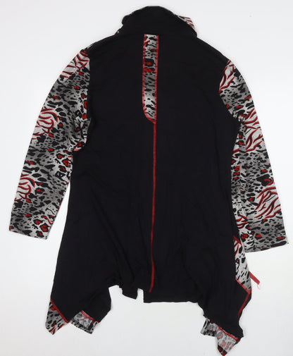 Roman Womens Black Animal Print Viscose Full Zip Sweatshirt Size S Zip