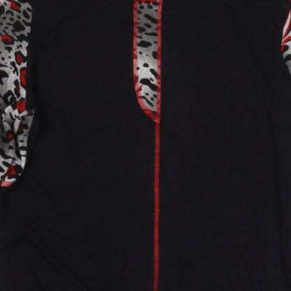 Roman Womens Black Animal Print Viscose Full Zip Sweatshirt Size S Zip