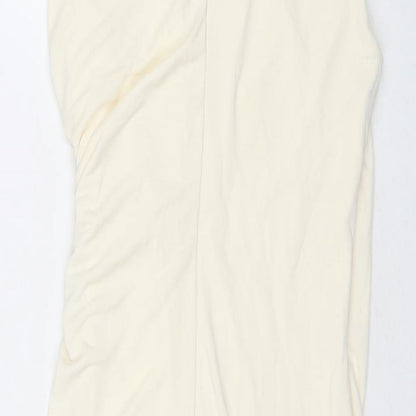 Zara Womens Ivory Polyester A-Line Size M Round Neck Zip