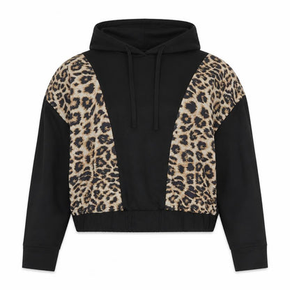 Pep&Co Womens Black Animal Print Polyester Pullover Hoodie Size M Pullover