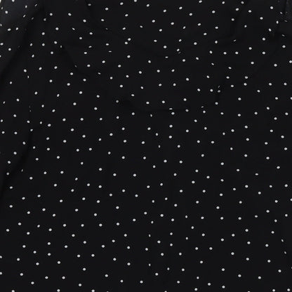 Joy Womens Black Polka Dot Polyester Basic Button-Up Size XS V-Neck