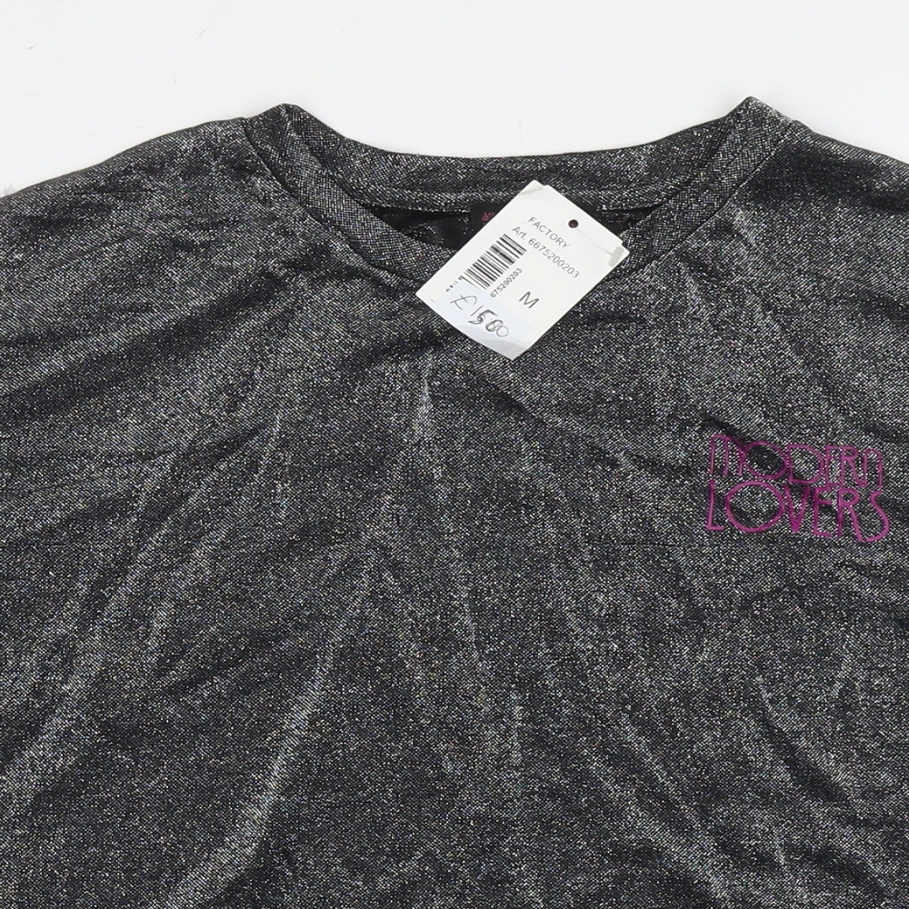 Urban Disco Womens Silver Polyester Tunic T-Shirt Size M Round Neck