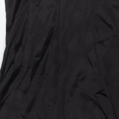 Zara Womens Black Polyester A-Line Size XL Square Neck Pullover - Side Slit(s)