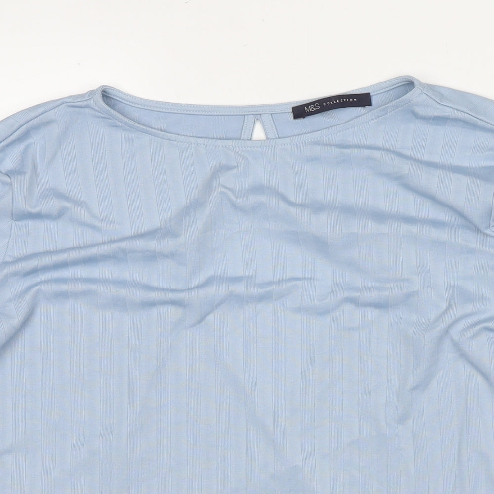 Womens UK Size 14 Marks and Spencer Blue Basic Blouse