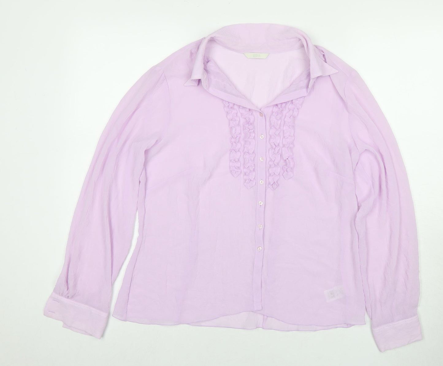 Womens UK Size 16 Marks and Spencer Purple Basic Button-Up