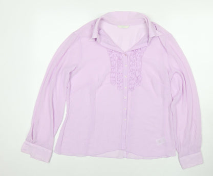 Womens UK Size 16 Marks and Spencer Purple Basic Button-Up