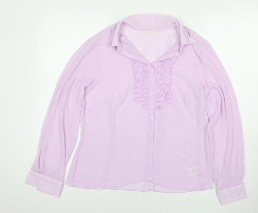 Womens UK Size 16 Marks and Spencer Purple Basic Button-Up