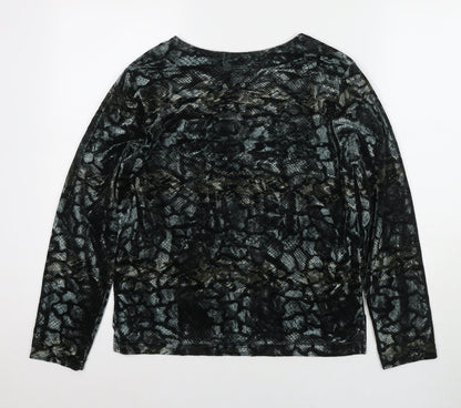 Mantles Womens Grey Animal Print Polyester Basic Button-Up Size M Round Neck - Snake Pattern
