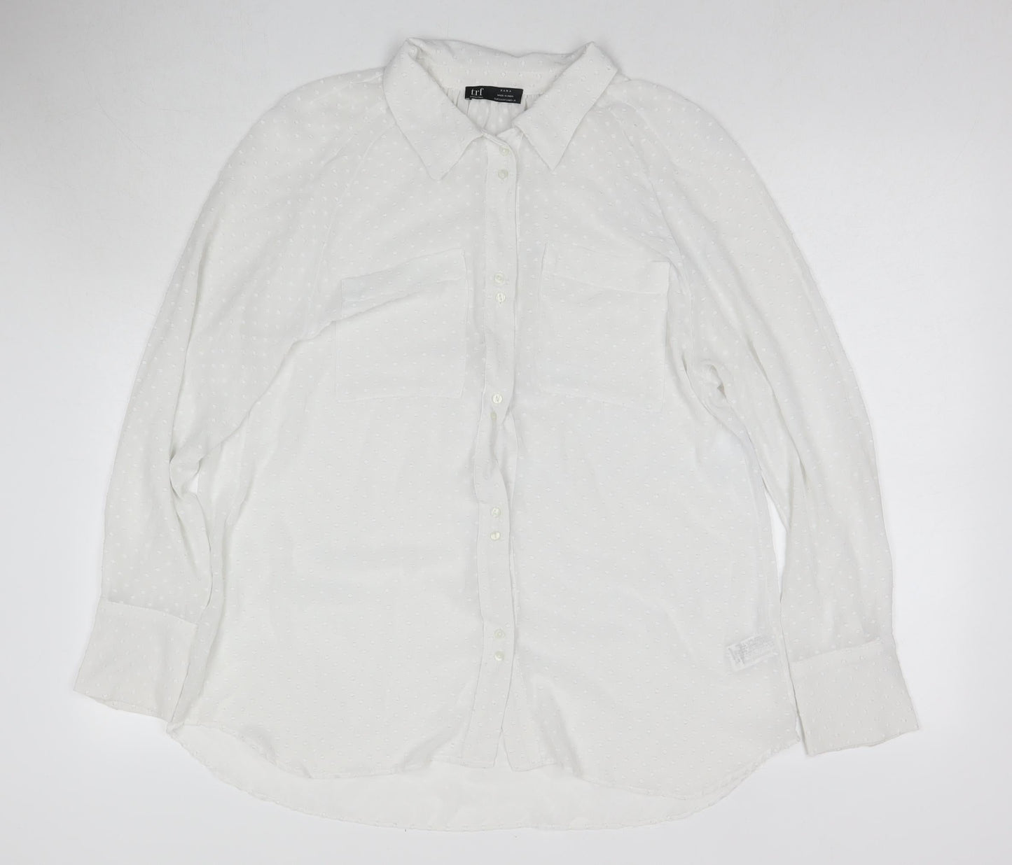 Womens UK Size M Zara White Basic Button-Up