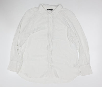Womens UK Size M Zara White Basic Button-Up