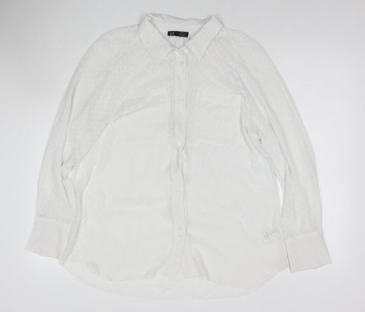Womens UK Size M Zara White Basic Button-Up