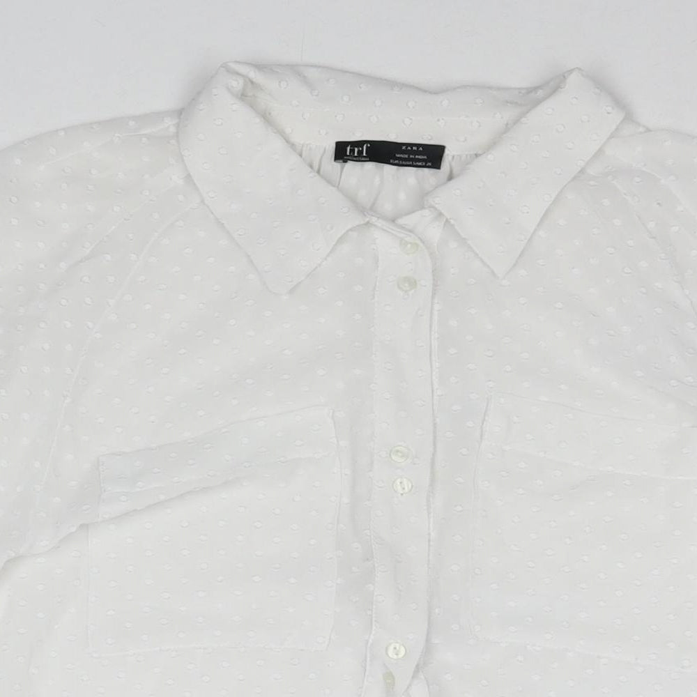 Womens UK Size M Zara White Basic Button-Up