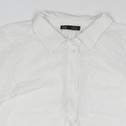 Womens UK Size M Zara White Basic Button-Up