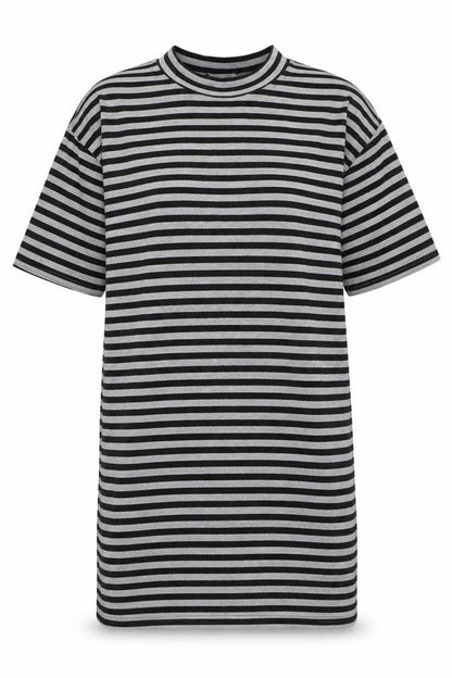 Select Womens Grey Striped Polyester Jumper Dress Size 8 Round Neck Pullover