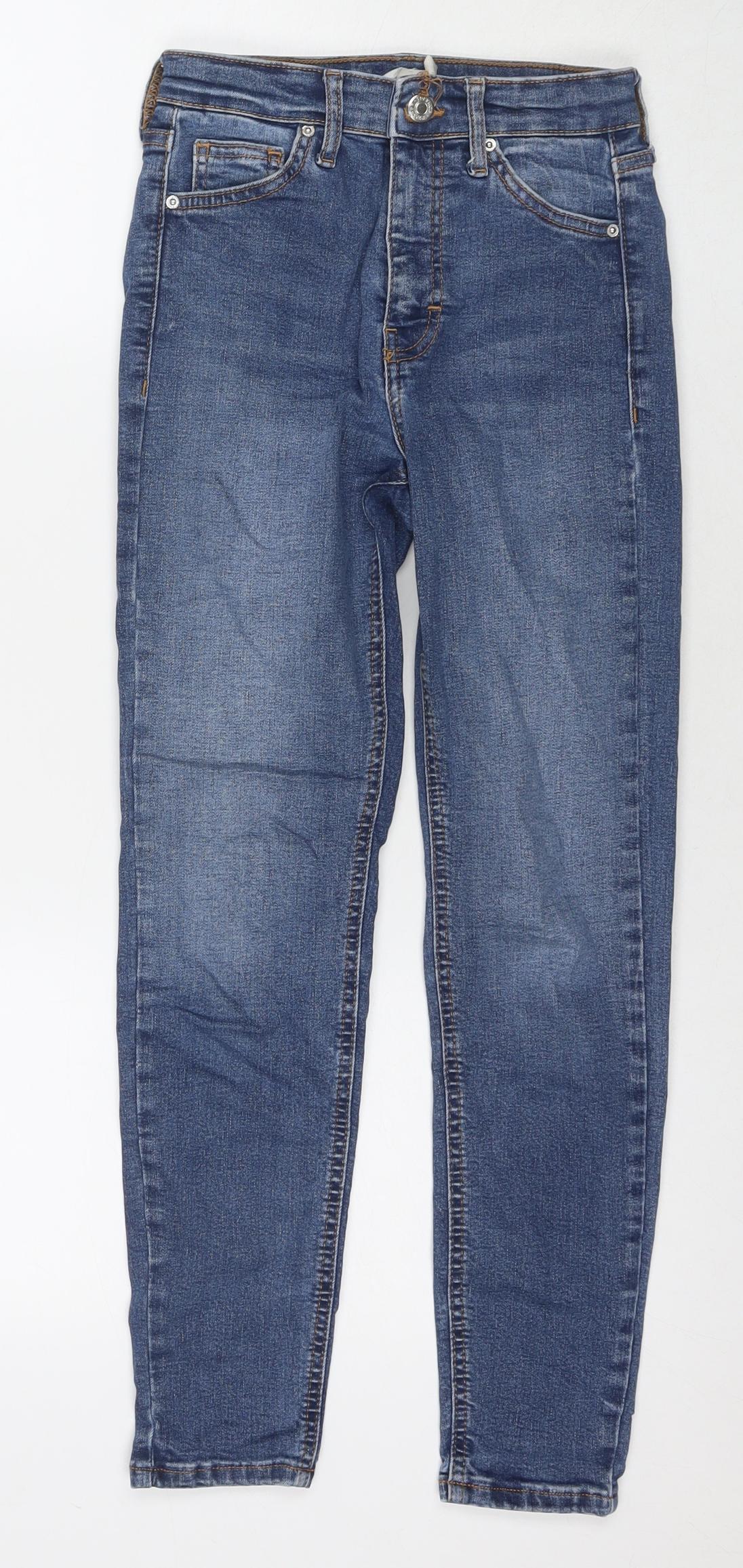 Topshop Womens Blue Cotton Skinny Jeans Size 24 in L30 in Regular Zip