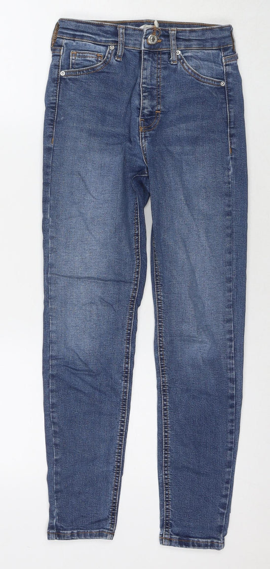Topshop Womens Blue Cotton Skinny Jeans Size 24 in L30 in Regular Zip