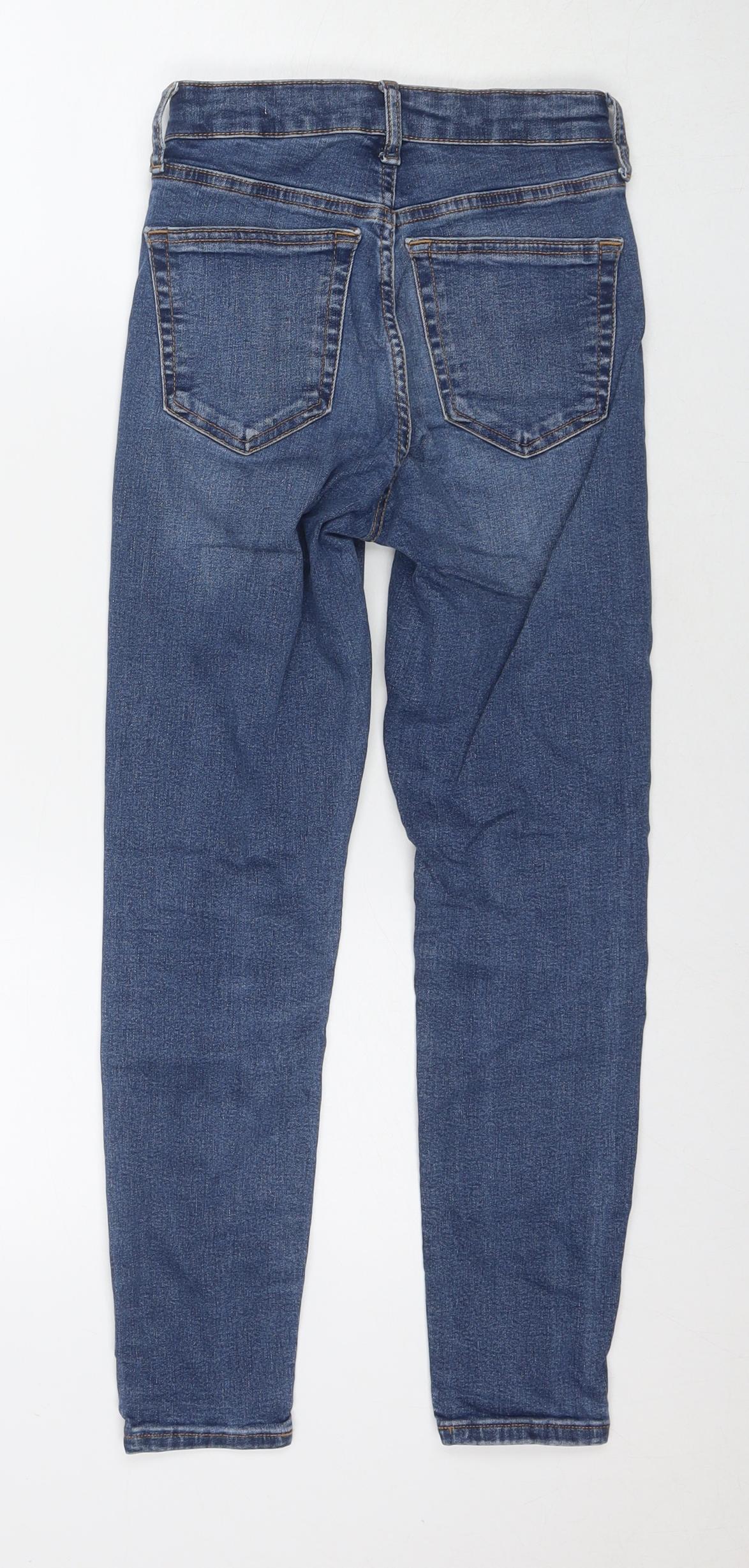 Topshop Womens Blue Cotton Skinny Jeans Size 24 in L30 in Regular Zip