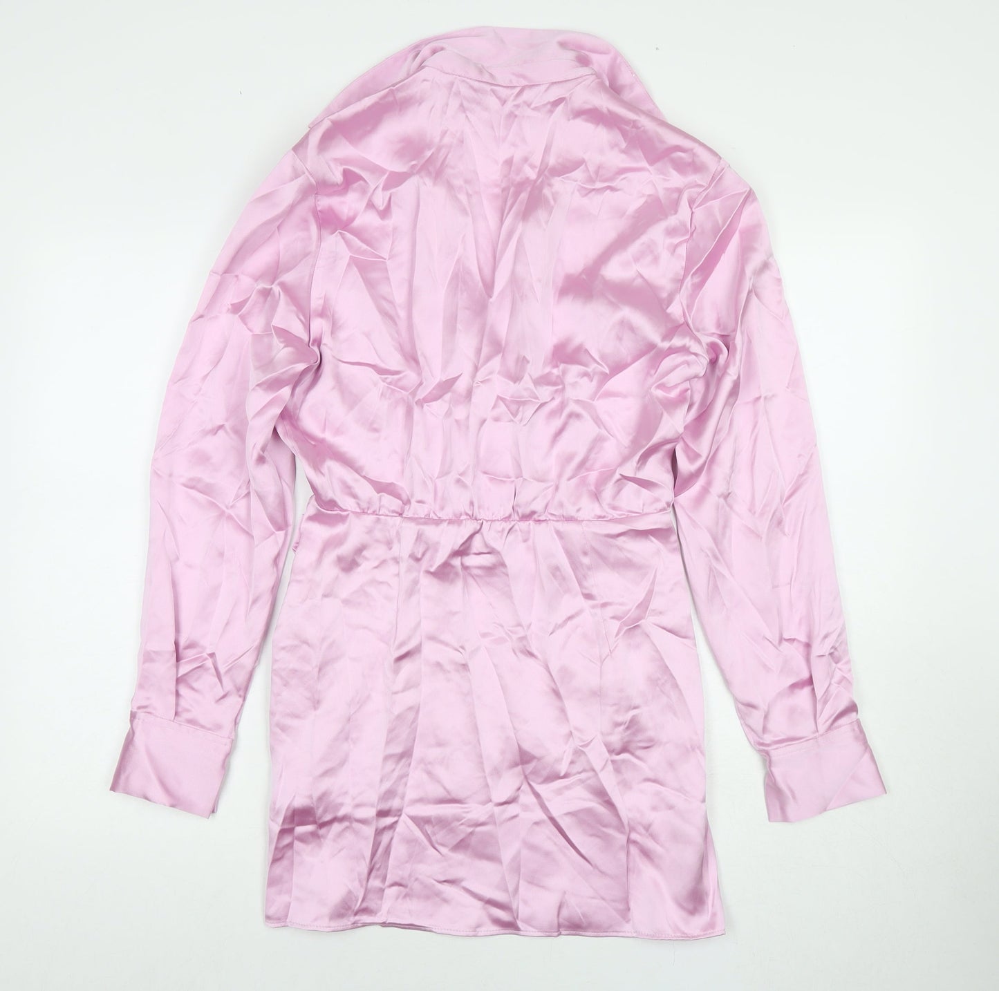 Zara Womens Pink Polyester A-Line Size S Collared Zip