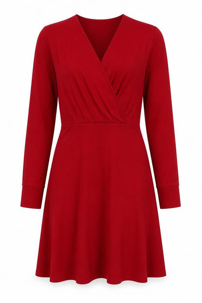 H&M Womens Red Polyester Fit & Flare Size M V-Neck Pullover
