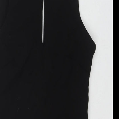 Classic Tricot Womens Black Polyester Bodycon Size S V-Neck Zip - Size S/M
