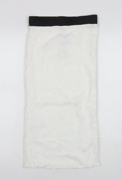 Love Womens White Polyester A-Line Skirt Size 8