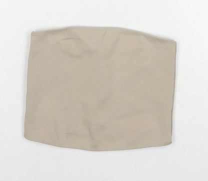 Womens UK Size S Zara Beige Basic Tank