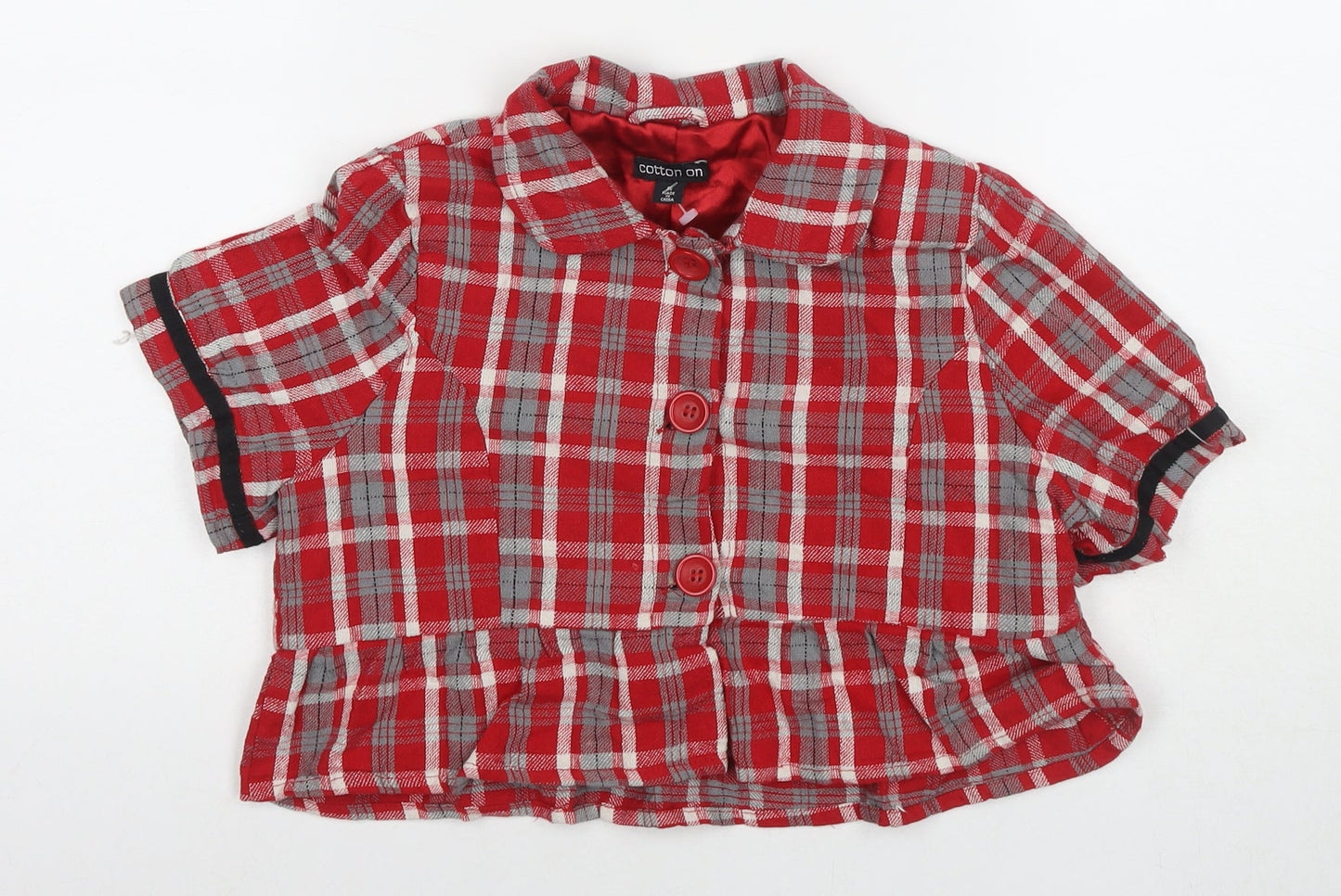 Cotton On Womens Red Check Jacket Blazer Size M Button