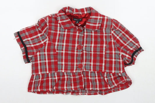 Cotton On Womens Red Check Jacket Blazer Size M Button
