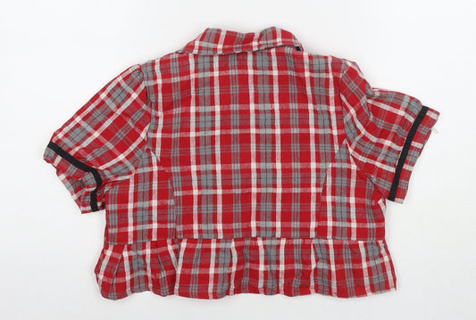Cotton On Womens Red Check Jacket Blazer Size M Button