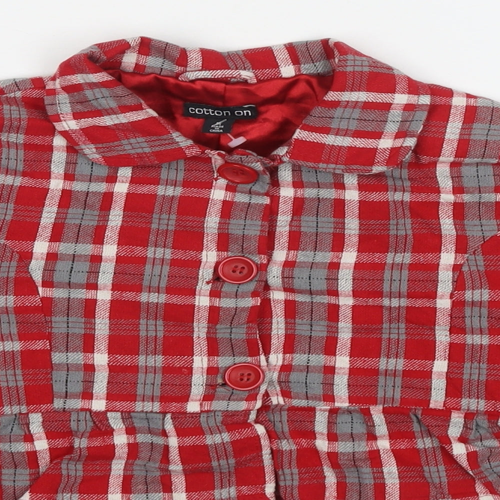 Cotton On Womens Red Check Jacket Blazer Size M Button