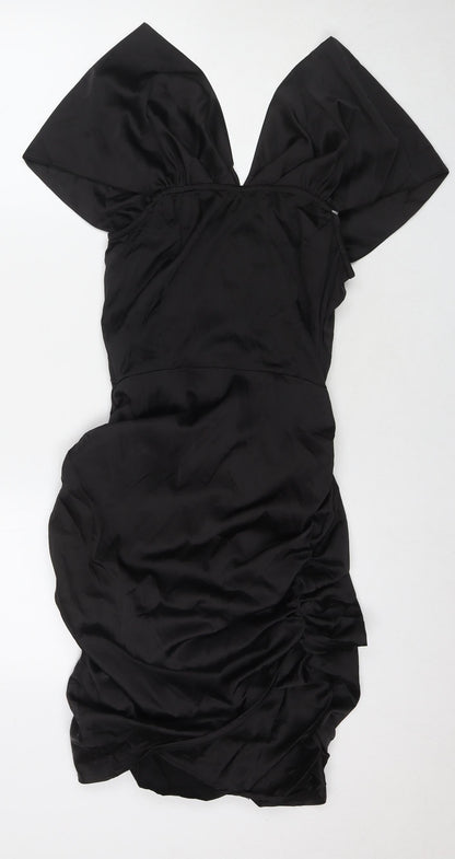 PARISIAN SIGNATURE Womens Black Polyester A-Line Size 12 V-Neck Zip