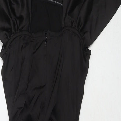 PARISIAN SIGNATURE Womens Black Polyester A-Line Size 12 V-Neck Zip
