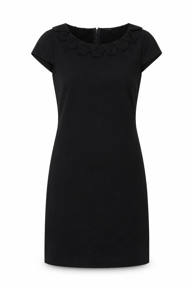 Marks & Spencer Womens Black Polyester A-Line Size 12 Round Neck Zip