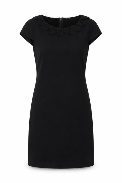 Marks & Spencer Womens Black Polyester A-Line Size 12 Round Neck Zip