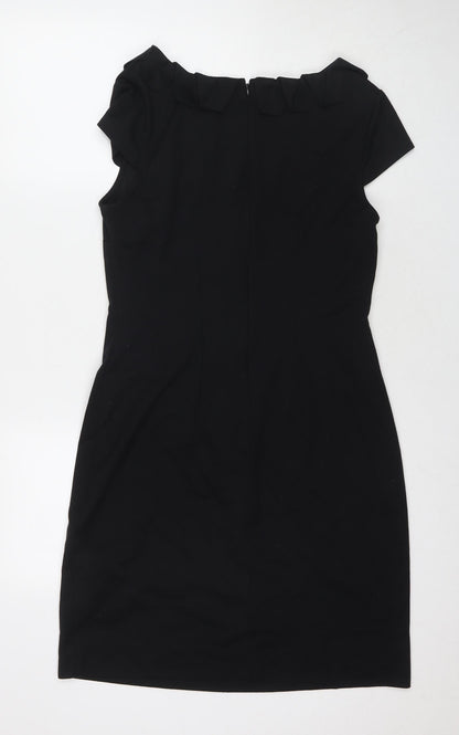 Marks and Spencer Womens Black Polyester A-Line Size 12 Round Neck Zip