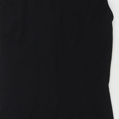Marks and Spencer Womens Black Polyester A-Line Size 12 Round Neck Zip