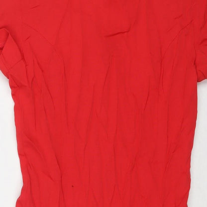 Jennifer James Womens Red Viscose A-Line Size 4 Round Neck Zip