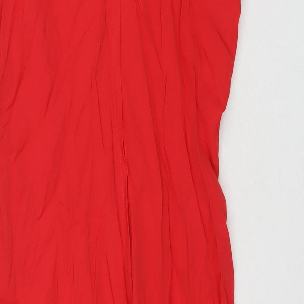 Jennifer James Womens Red Viscose A-Line Size 4 Round Neck Zip