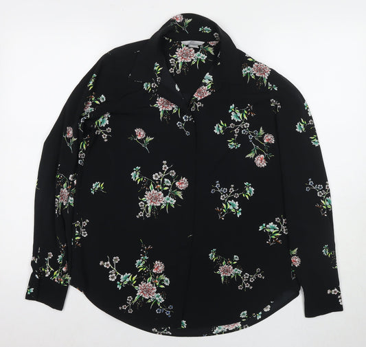 Womens UK Size 8 H&M Black Basic Button-Up
