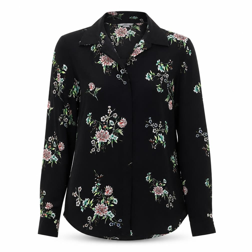 Womens UK Size 8 H&M Black Basic Button-Up